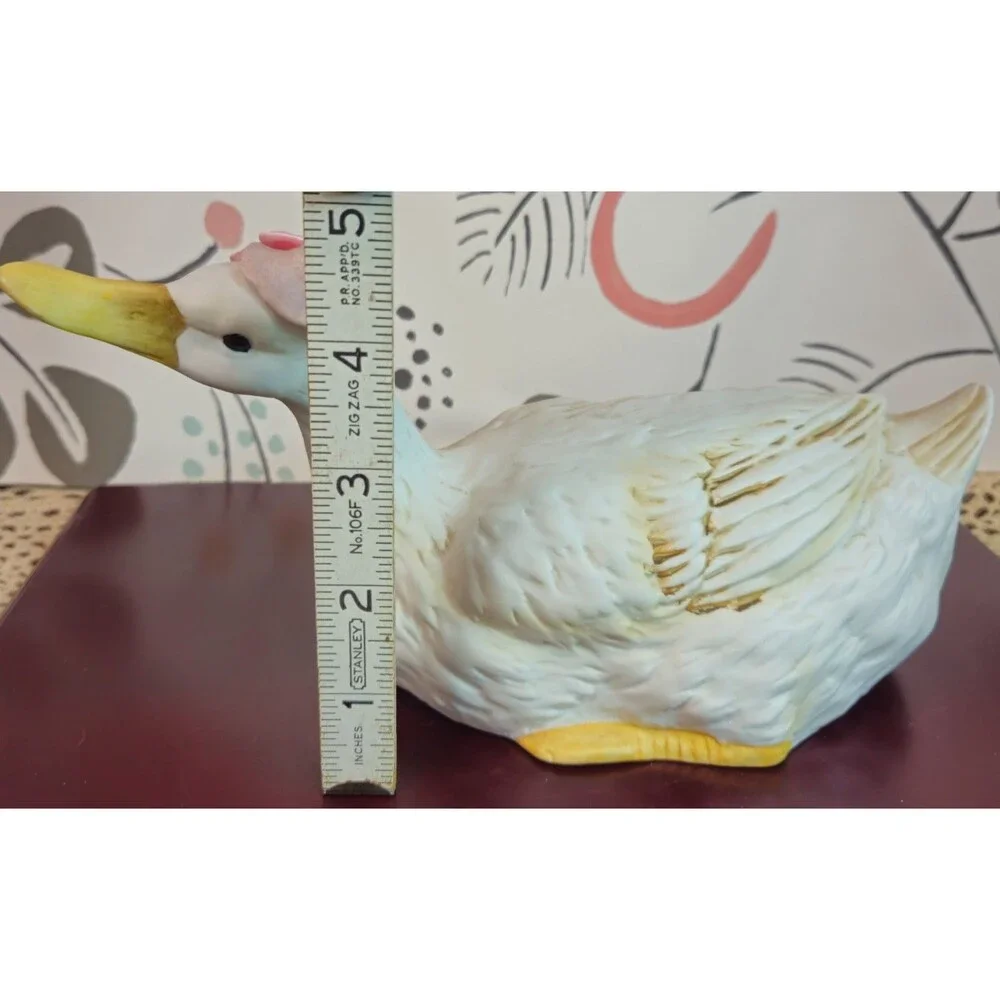 Cottage Core Vintage White Ceramic Dapper Boy & Girl Ducks w/ Added Adornments